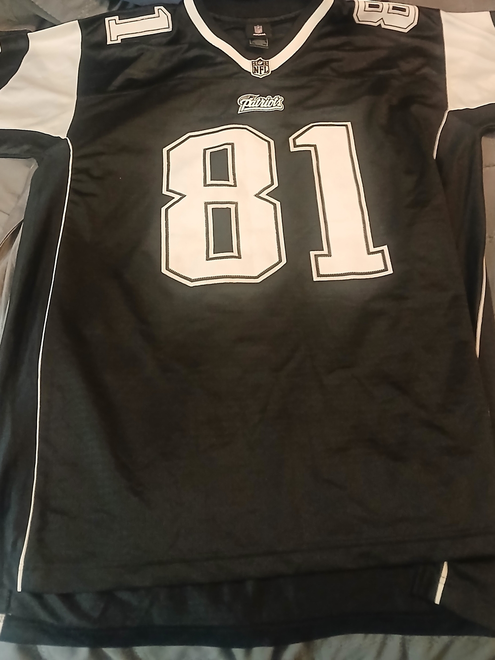Reebok New England Patriots Randy Moss Black & White #81 Football Jersey